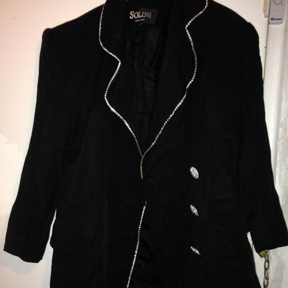 Black Solini Rhinestone-Trimmed Black Jacket - Picture 3 of 9